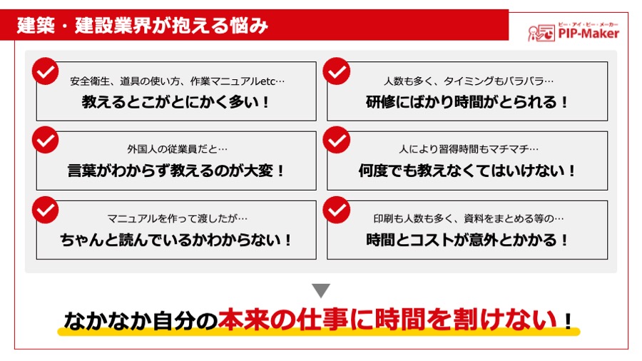 建築・建設業界が抱える悩み